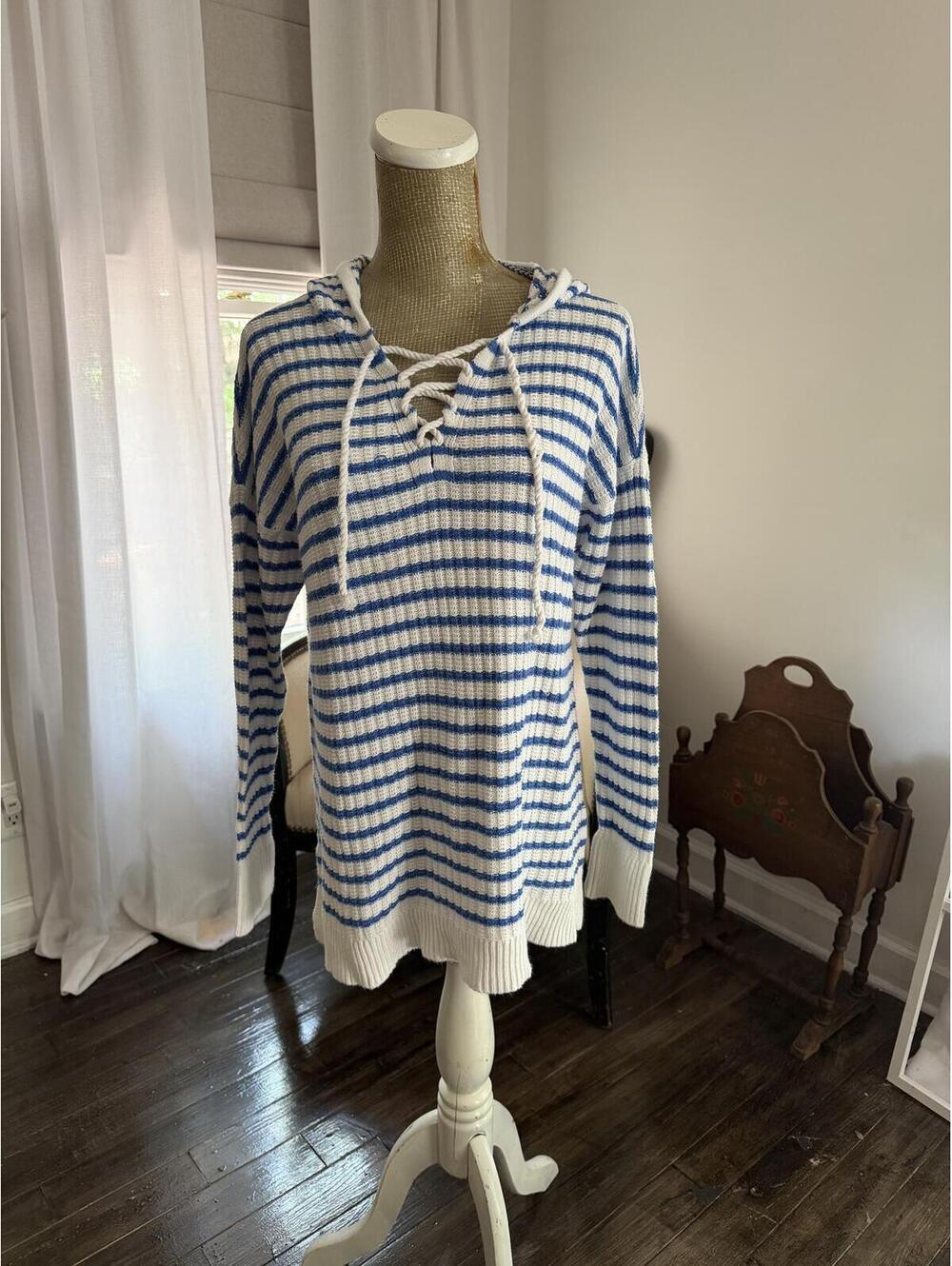Aeire EUC M Sailor Euro Summer Sweater blue white  stripes sweater cotton